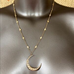 Jes MaHarry "Moore Than The Moon" gold/diamond necklace. New in box! Gift incl.